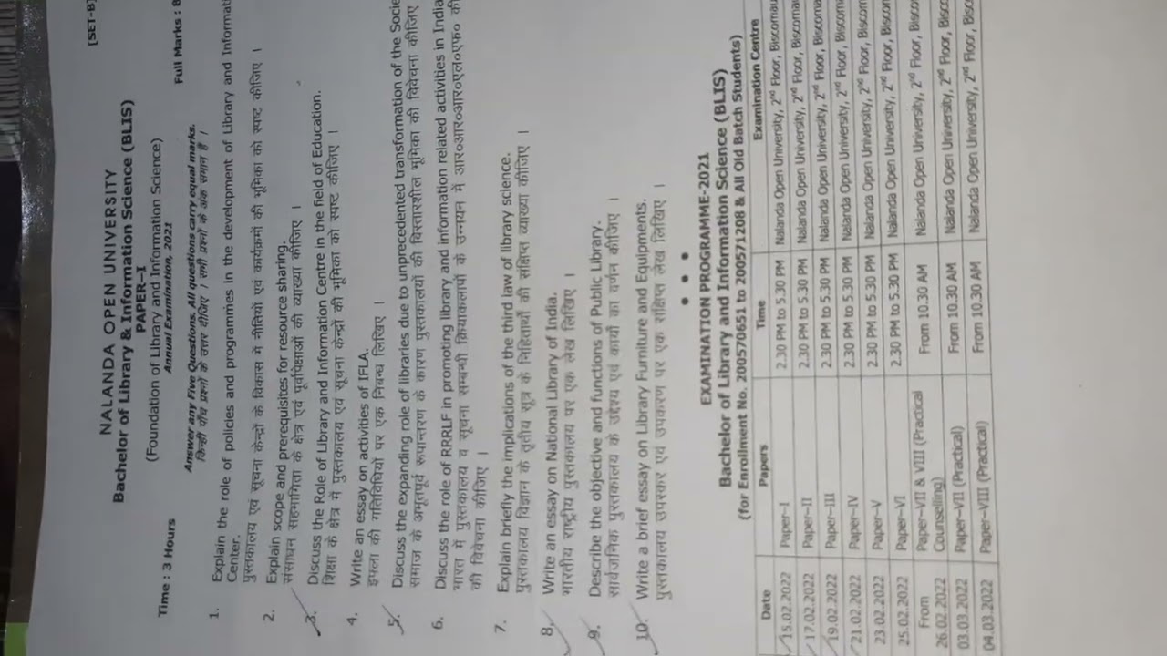 Exam paper review session 2020-21 from Nalanda Open University
