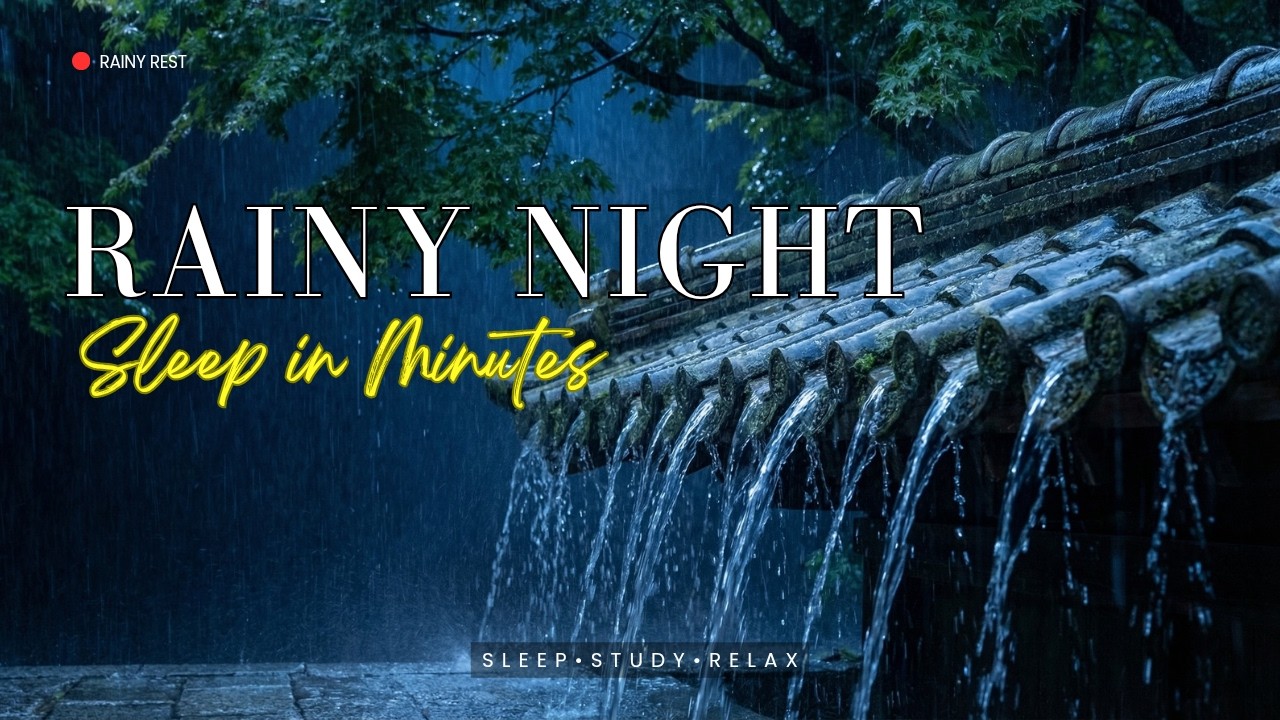 Heavy Rain and Night Ambience 🌙 Perfect Sounds for Sleeping 1 Hour