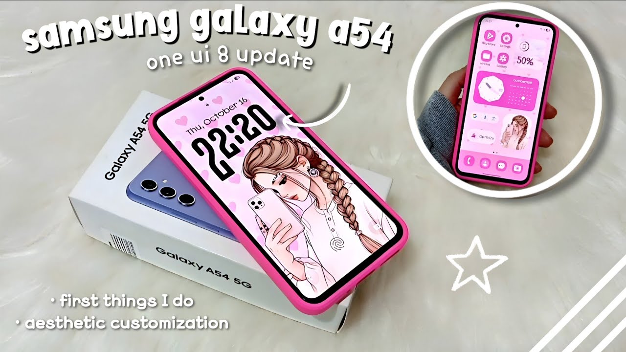 oneui8 aesthetic customization ✨️ custom lock screen, widgets, icons tutorial samsung a54 💜 update