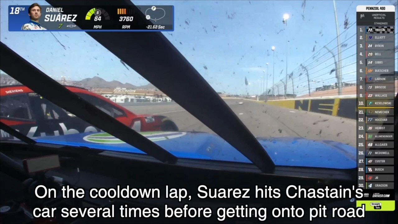 Ross Chastain & Daniel Suarez Make Contact at the End of the Race at Las Vegas