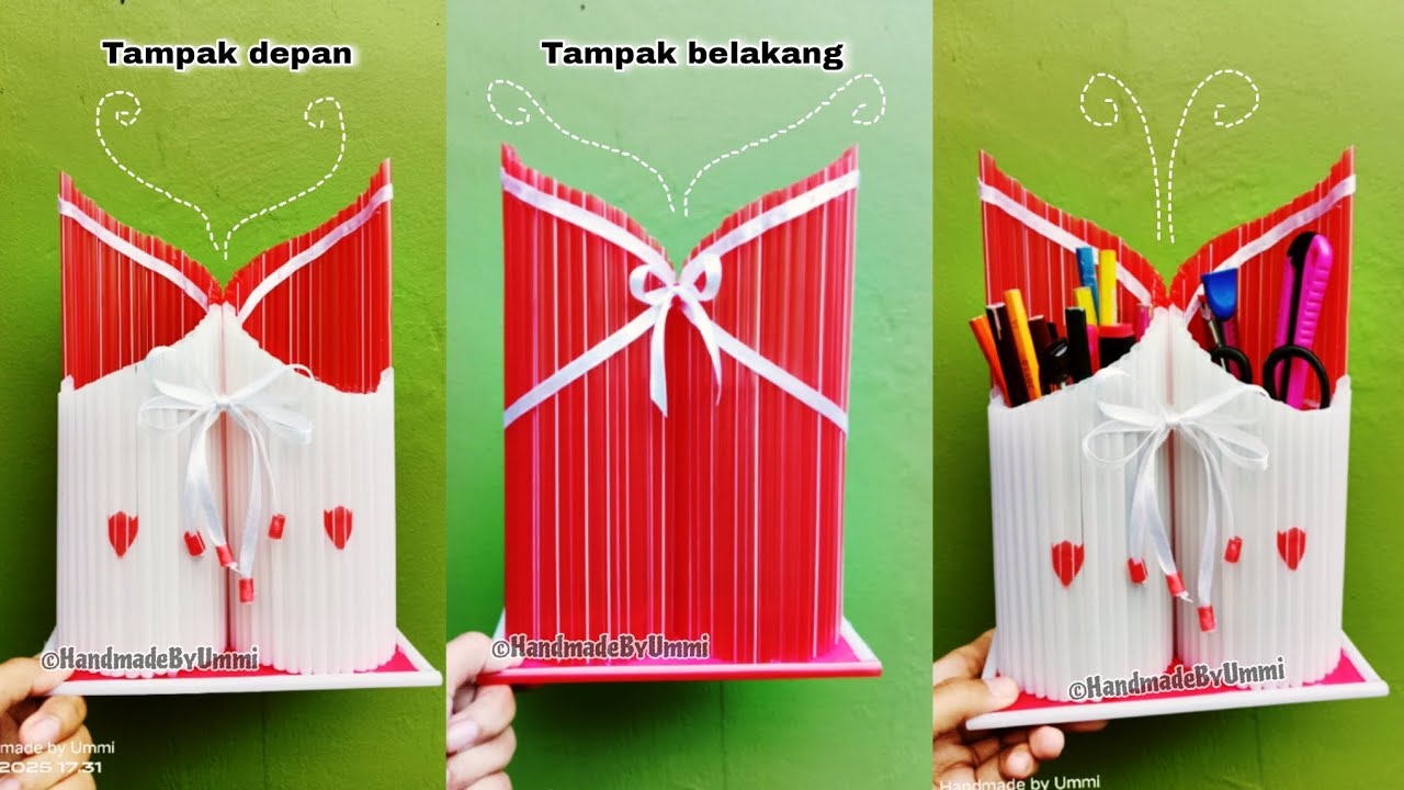 Kerajinan Tempat Pensil dari Sedotan dan Botol Plastik | Kerajinan dari Sedotan | Straw Crafts Ideas