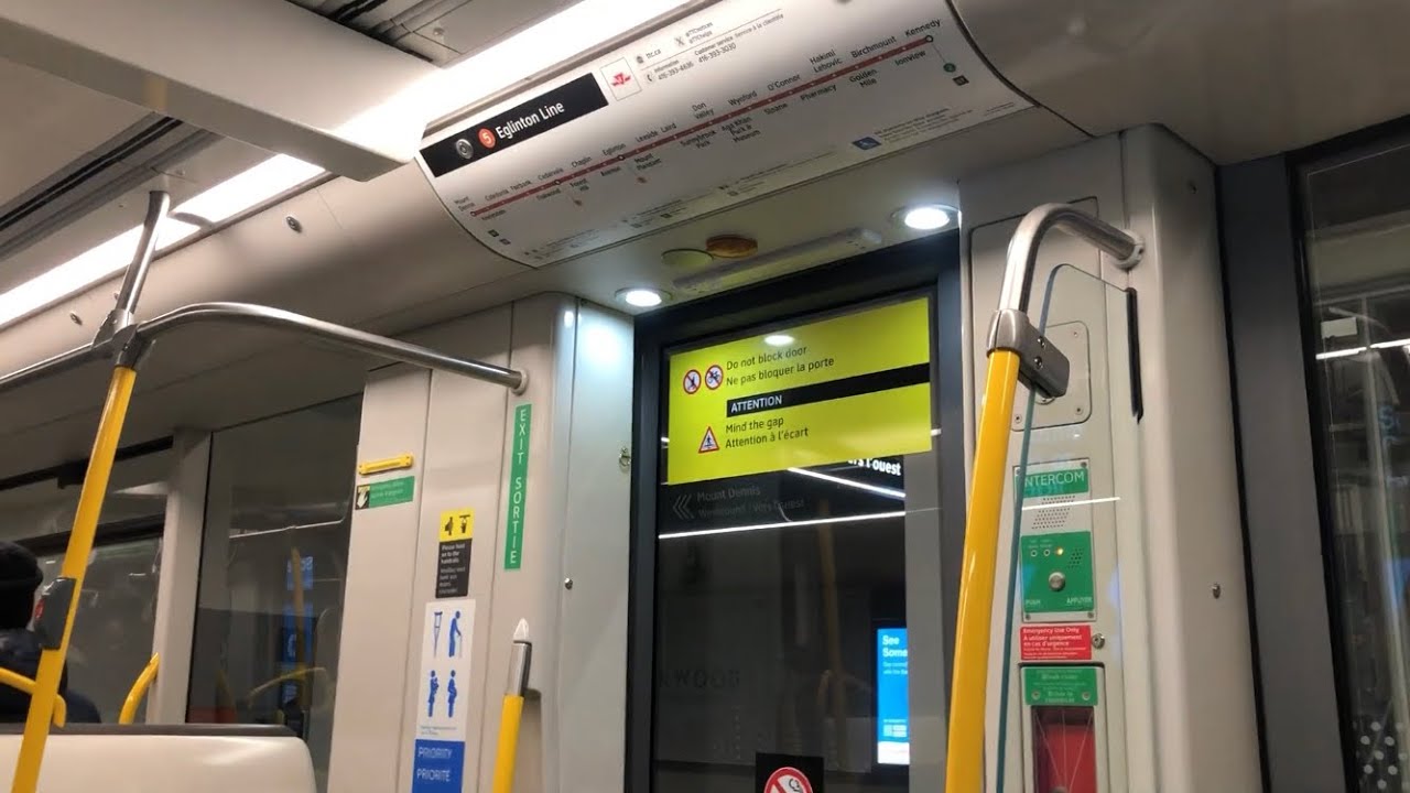 TTC Line 5: LRV Train Departing Oakwood Station