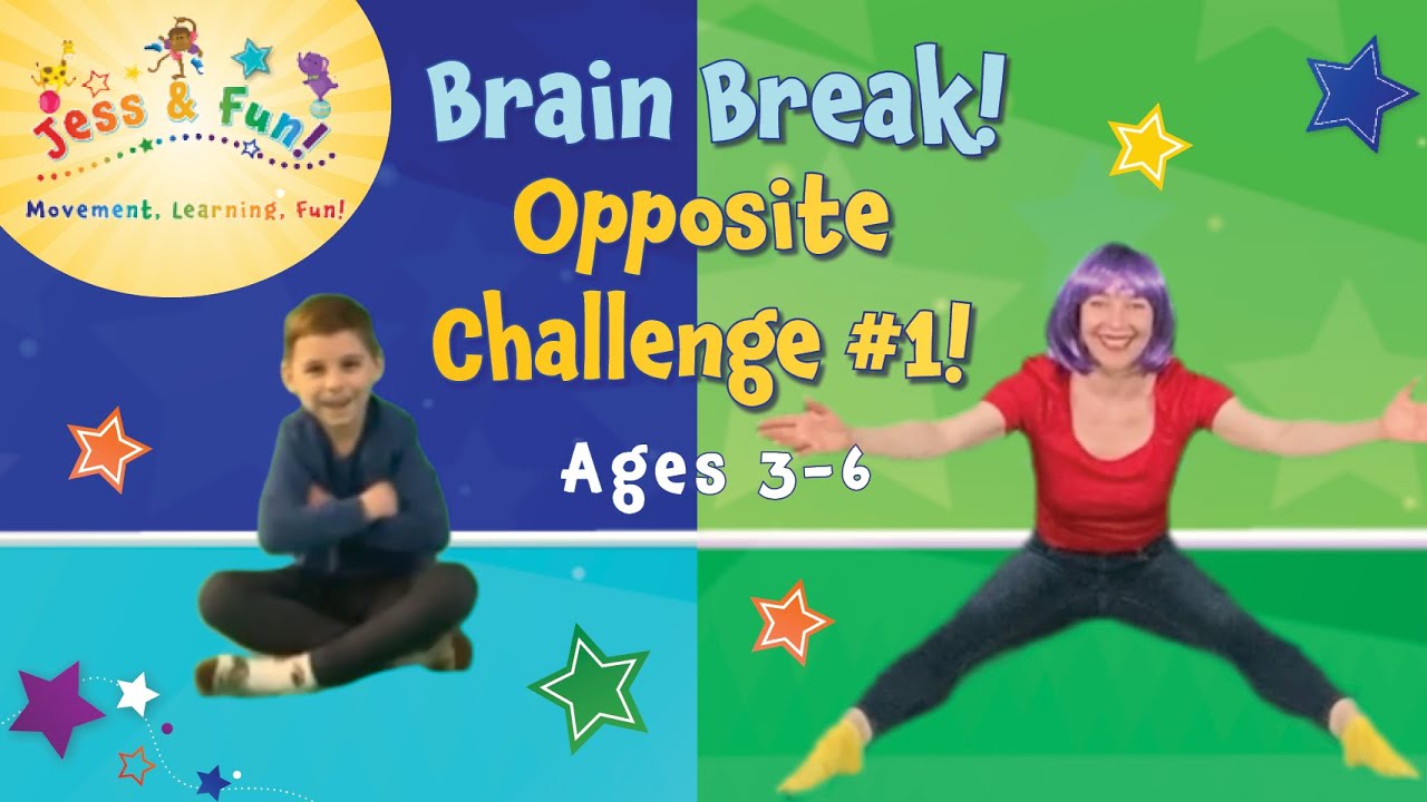 Brain Break! Opposite Challenge #1! Jess & Fun! Movement and Learning Activities for Kids!