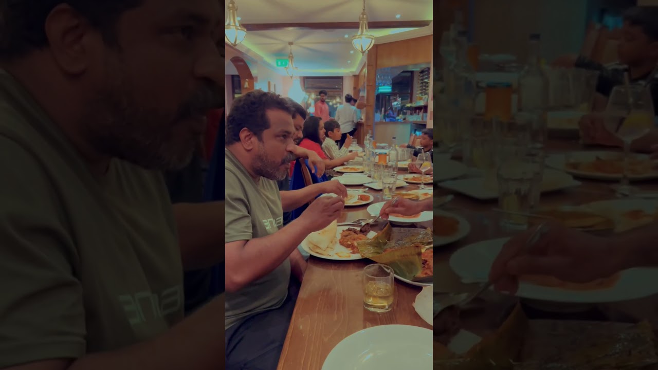 Dileesh Pothan enjoying Meen Pollichathu at Tharavadu - The best restaurant in Leeds
