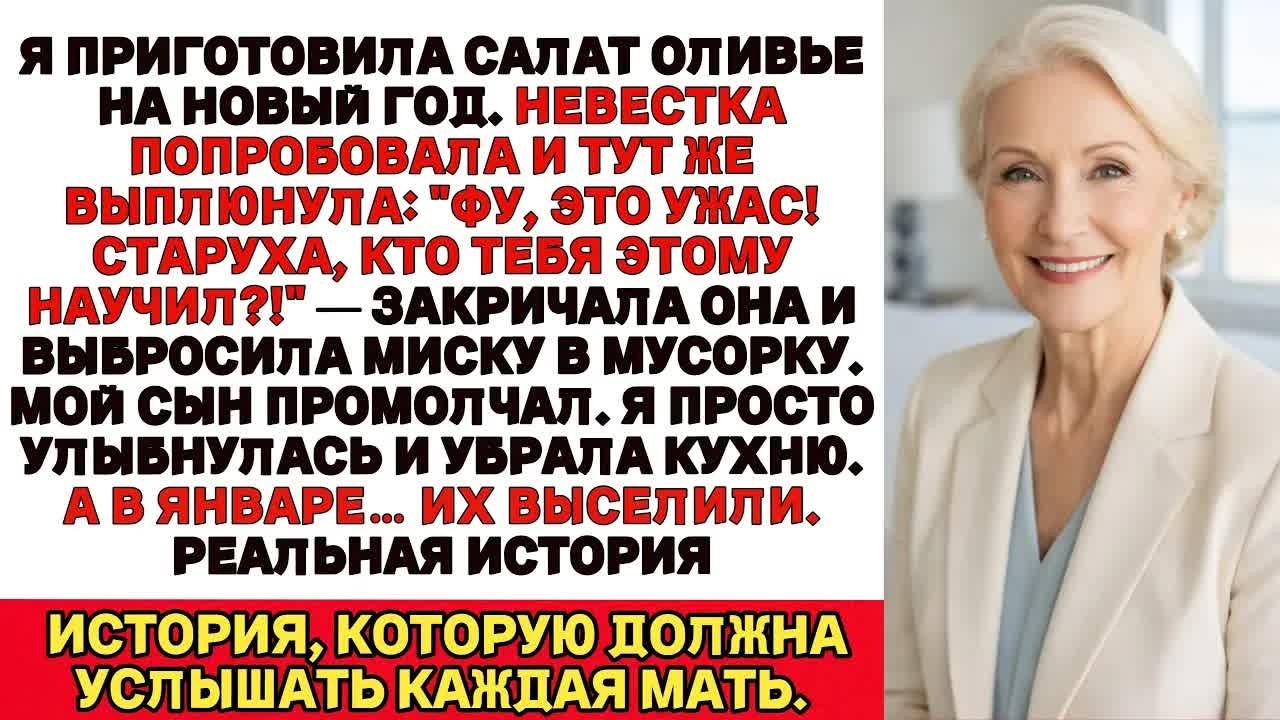 Я приготовила оливье, невестка выплюнула Это отвратительно, старуха!» и выбросила его. В январе они