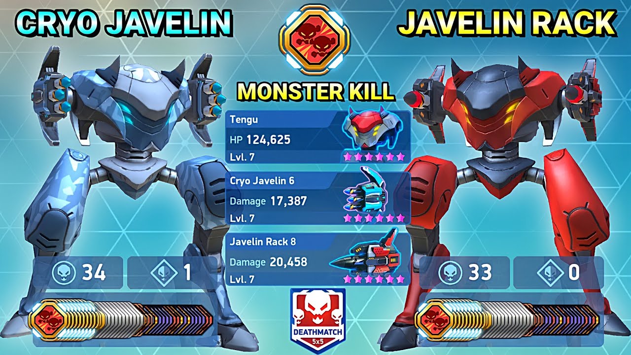 Tengu with Cryo Javelin 6 - Javelin Rack 8 - Monster Kill - Mech Arena