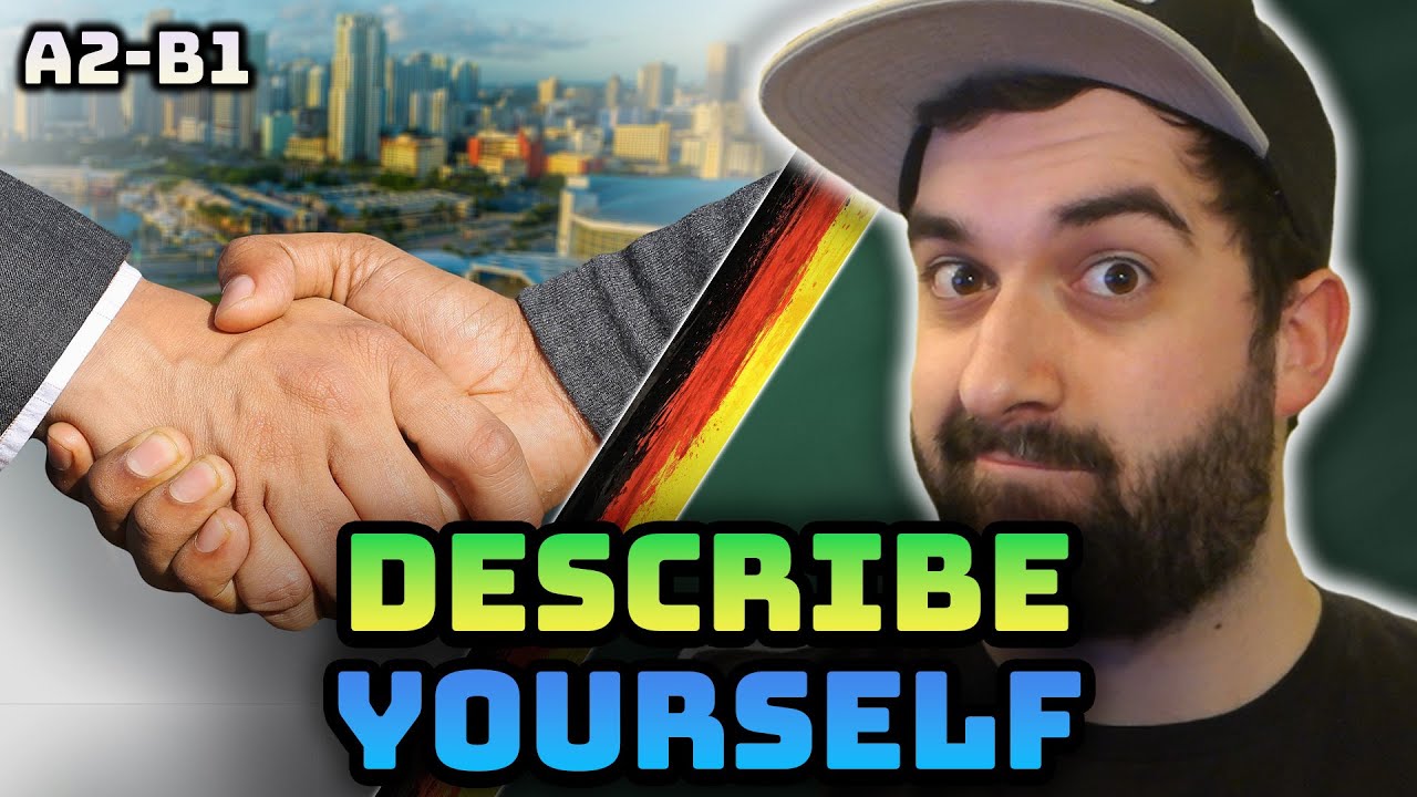 Describe yourself in German — listening comprehension with subtitles (A2–B1)