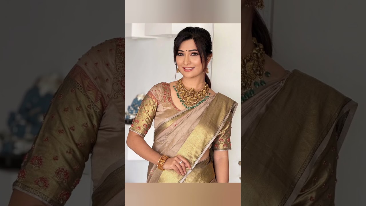 radhika padit saree with blouse design look #saree #blous #radhikapandit #yash #yashradhika