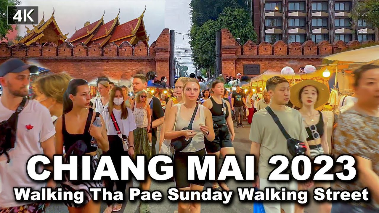 【🇹🇭 4K】Chiang Mai Thailand 2023 - Walking in Thapae Sunday Night Market
