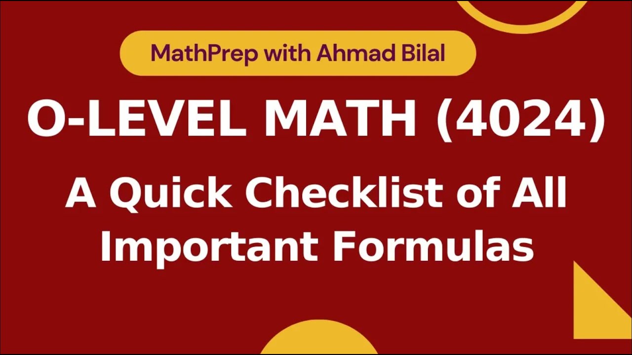 IGCSE/O-LEVEL MATH | A Checklist of All Important Formulas and Major Concepts |Math with Ahmad Bilal