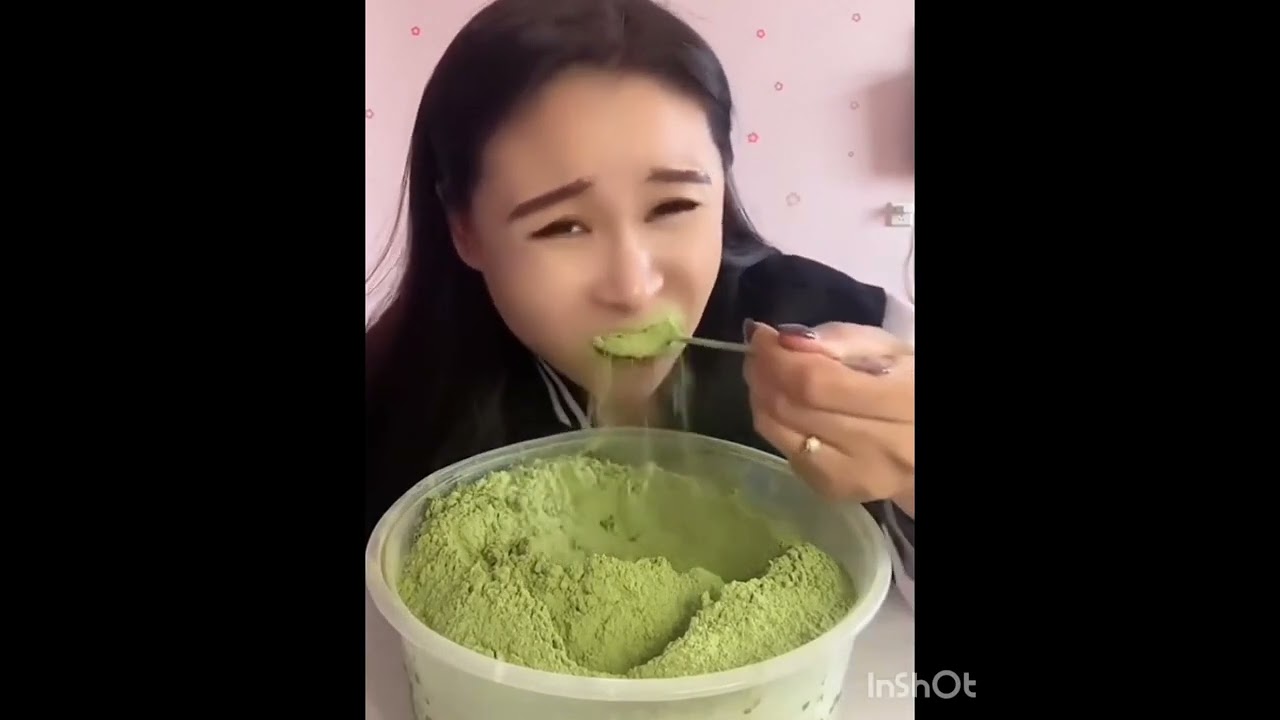 ASMR ICE EATING WITH HEAVY MATCHA GREEN TEA POWDER, SHAVED ICE, CRUNCHY ICE, FOAM ICE, ICE EATING