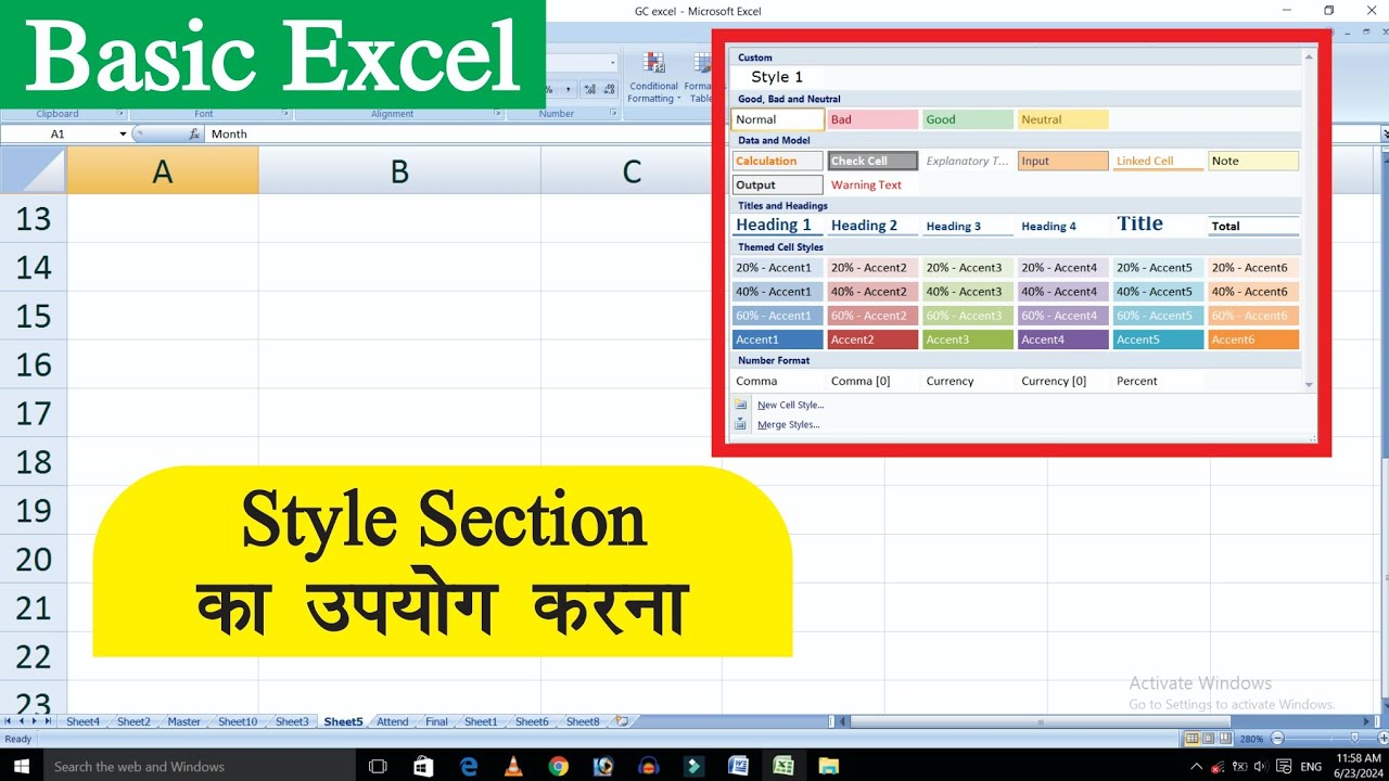 Excel Cell Style Kaise Use Kare? | Total Style Section Full Guide