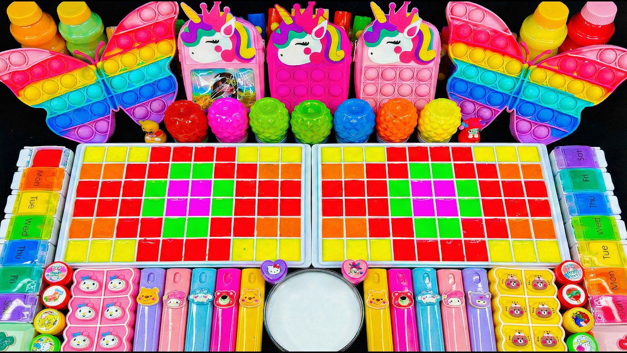 🌈 مزج السلايم المريح ASMR 🌈🦄 يونيكورن قوس قزح ماي ليتل بوني ضد السلايم اللامع | مزج عشوائي للسلايم