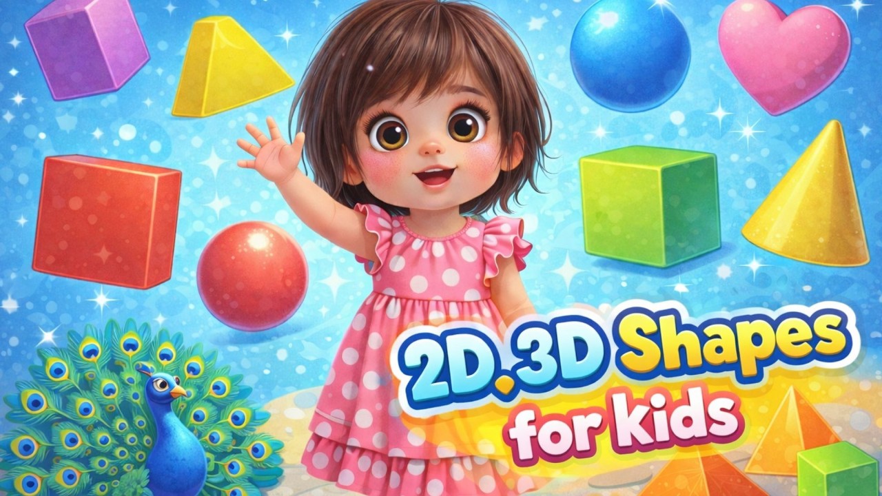 2D, 3D Shapes for kids | Cute Girl Explaining Shapes | Learn Shapes with Objects