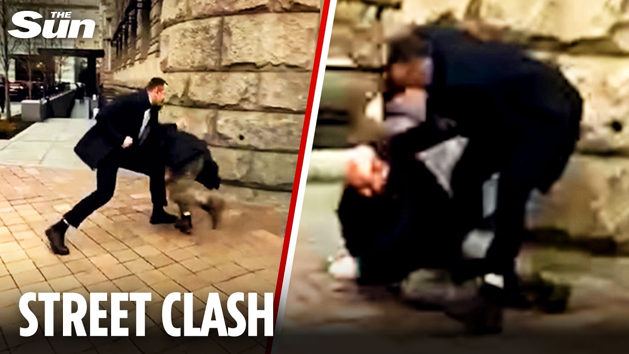 Shocking moment world leader&rsquo;s security team beat protesters near White House