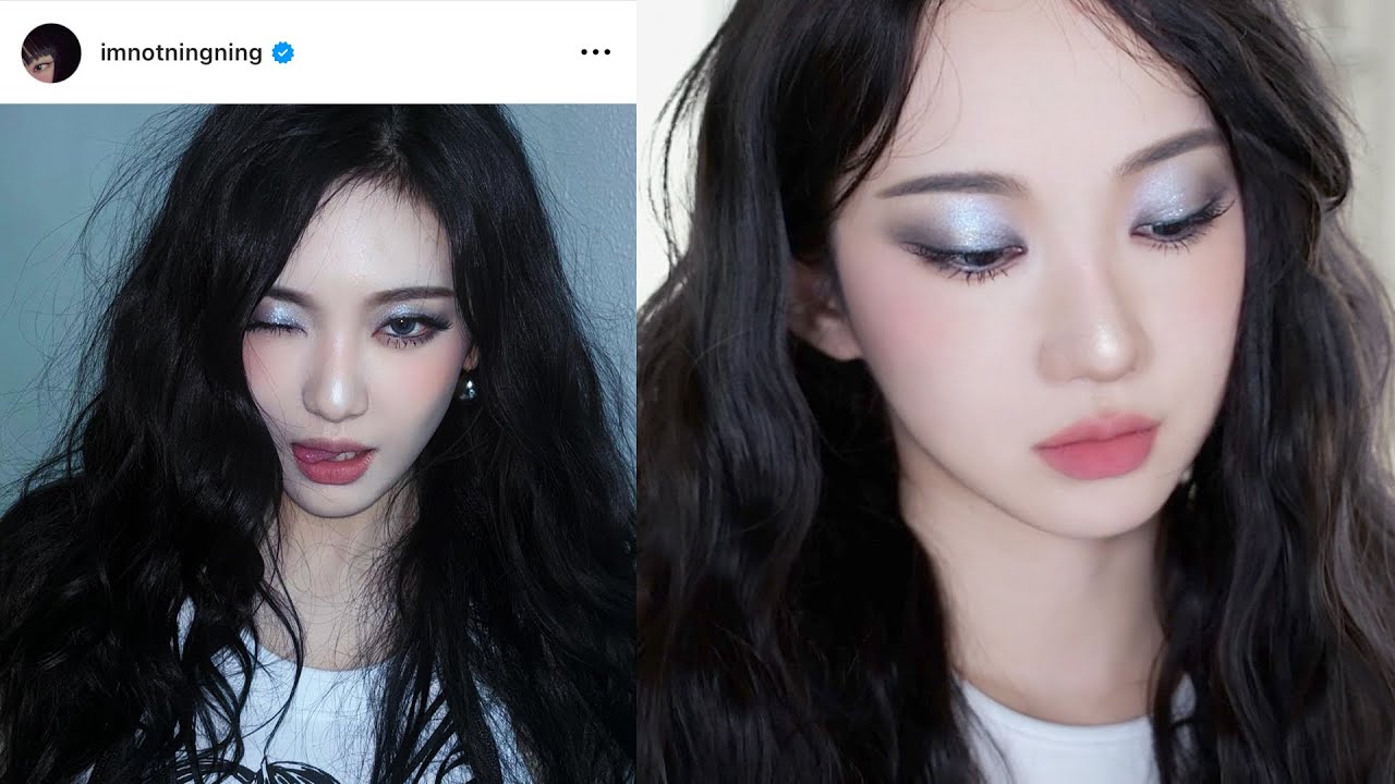 메이크업은 기세다💙✨ 닝닝 블루 실버 스모키 메이크업 해보았습니다 (블루빔 모음.zip / 트러블패치 커버하는 법)