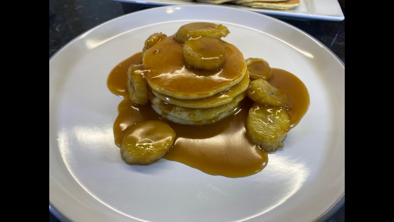 Scotch Pancakes   Drop Scones w Bananas & Butterscotch Sauce