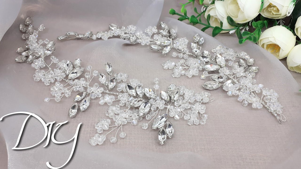 Diy Hairvine / cara membuat headpiece kristal / wire work