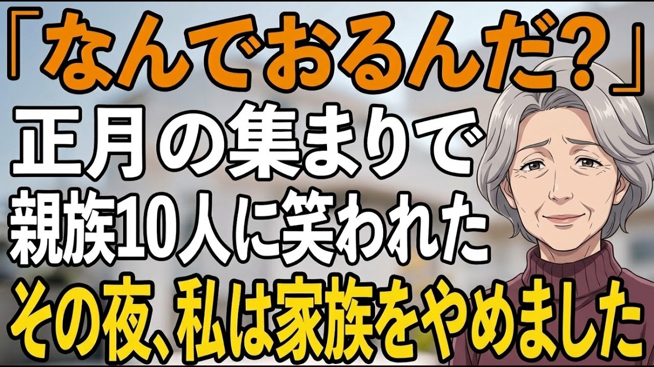 「なんでいるんだ？」息子夫婦に呼ばれた正月の席で、親族10人に笑われた私。その夜、私が“家族”をやめると→翌朝、親族全員は青ざめた【シニアライフ】【60代以上の方へ】