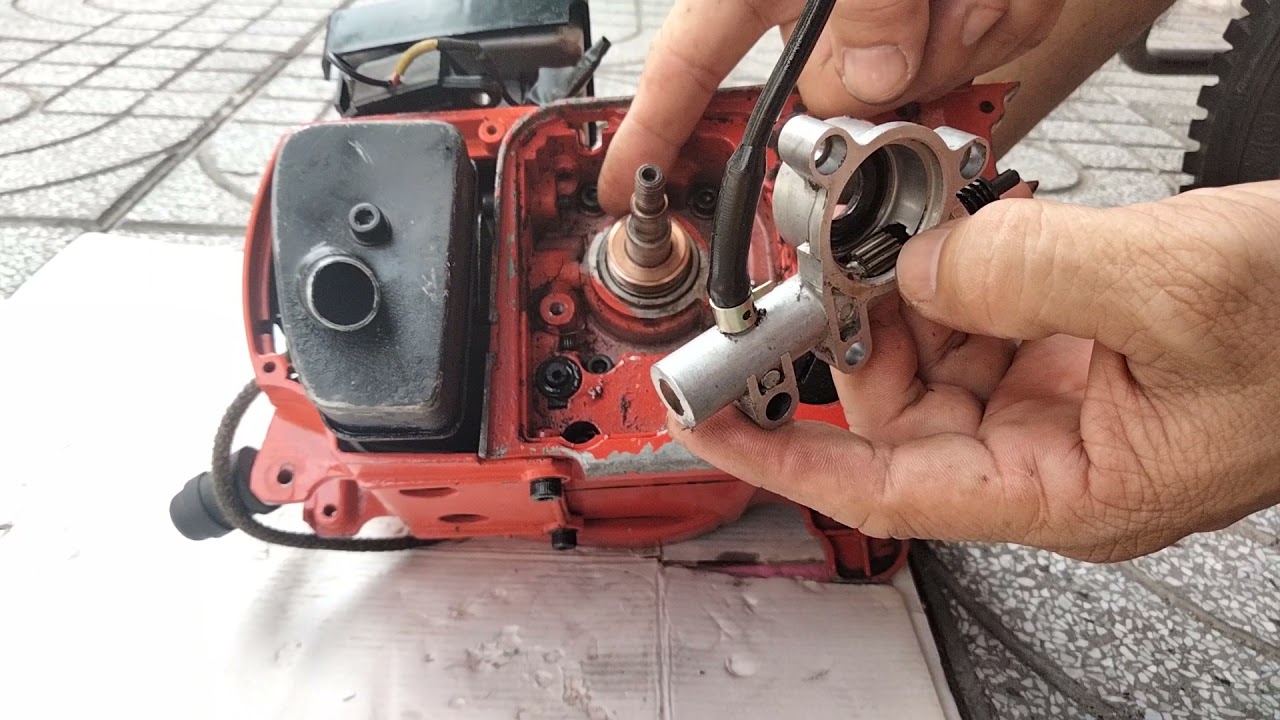 Tháo ráp bơm nhớt máy cưa SHINGU SP350