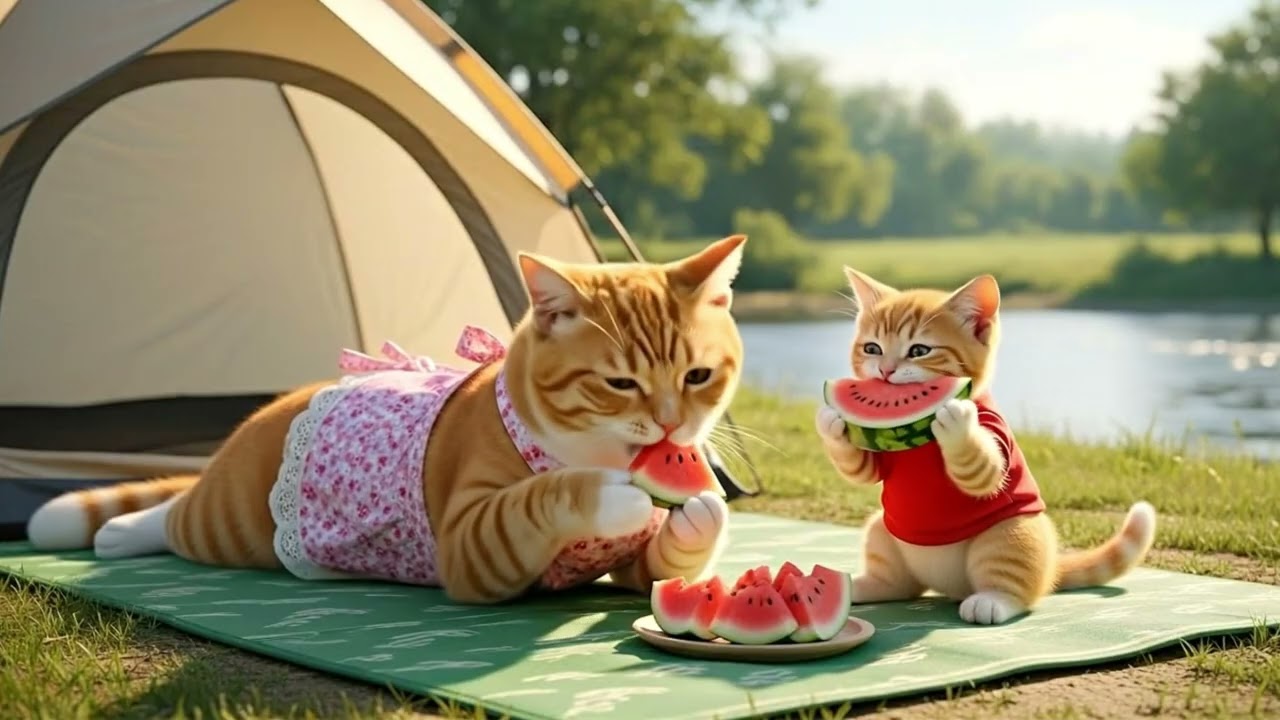 Heartwarming! Mama Cat Takes Kitten Camping 🏕️ — Cozy Tent Nights & Nature Fun