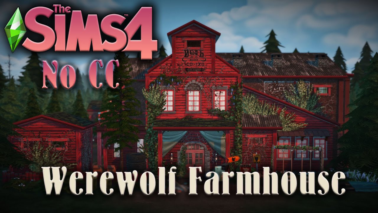 Werewolf Farmhouse with a horse barn | The Sims 4 Build No CC