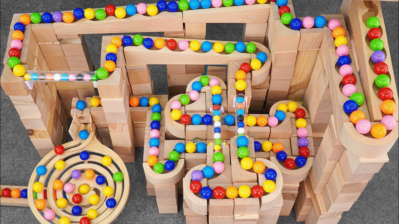Marble Run ASMR ☆【Various wooden courses】HABA Wave Slope & Rainbow Stairs Marble Pack Rail, Truck #4