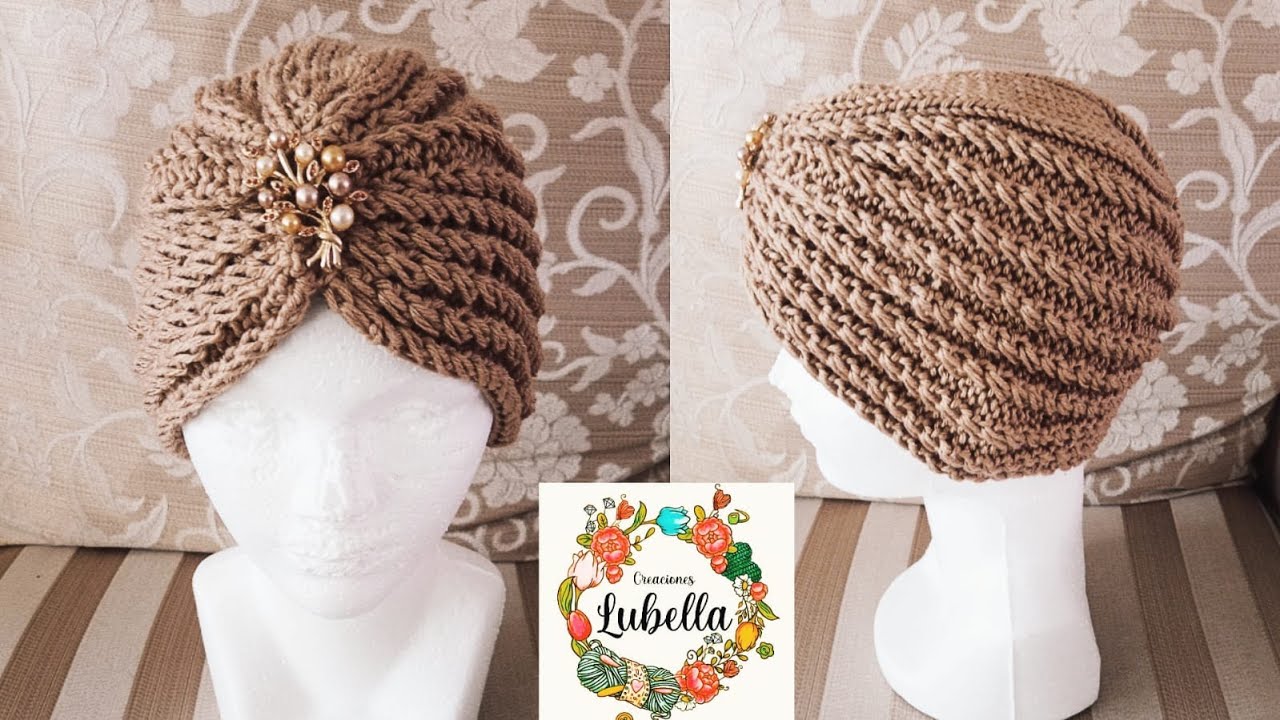 Turbante a dos agujas para dama #turbantes #tejidos