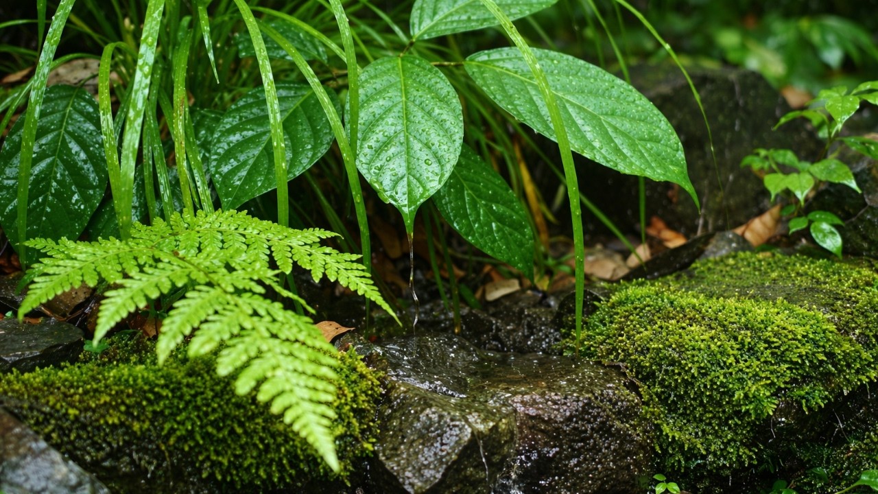 Rainforest Rain Sounds for Sleeping & Relaxing | Rain Noise + Forest Stream 🌧️ Water Sounds