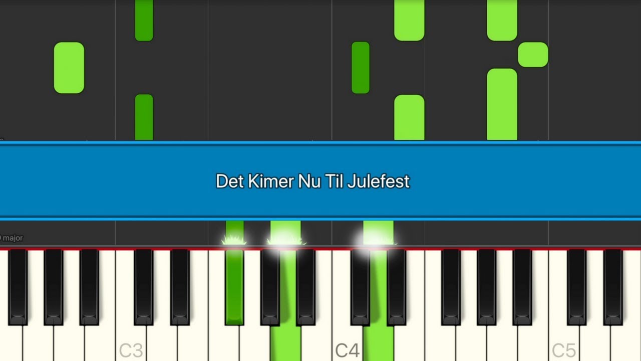 [Play/Sing] Det Kimer Nu Til Julefest (All verses + lyrics) Piano