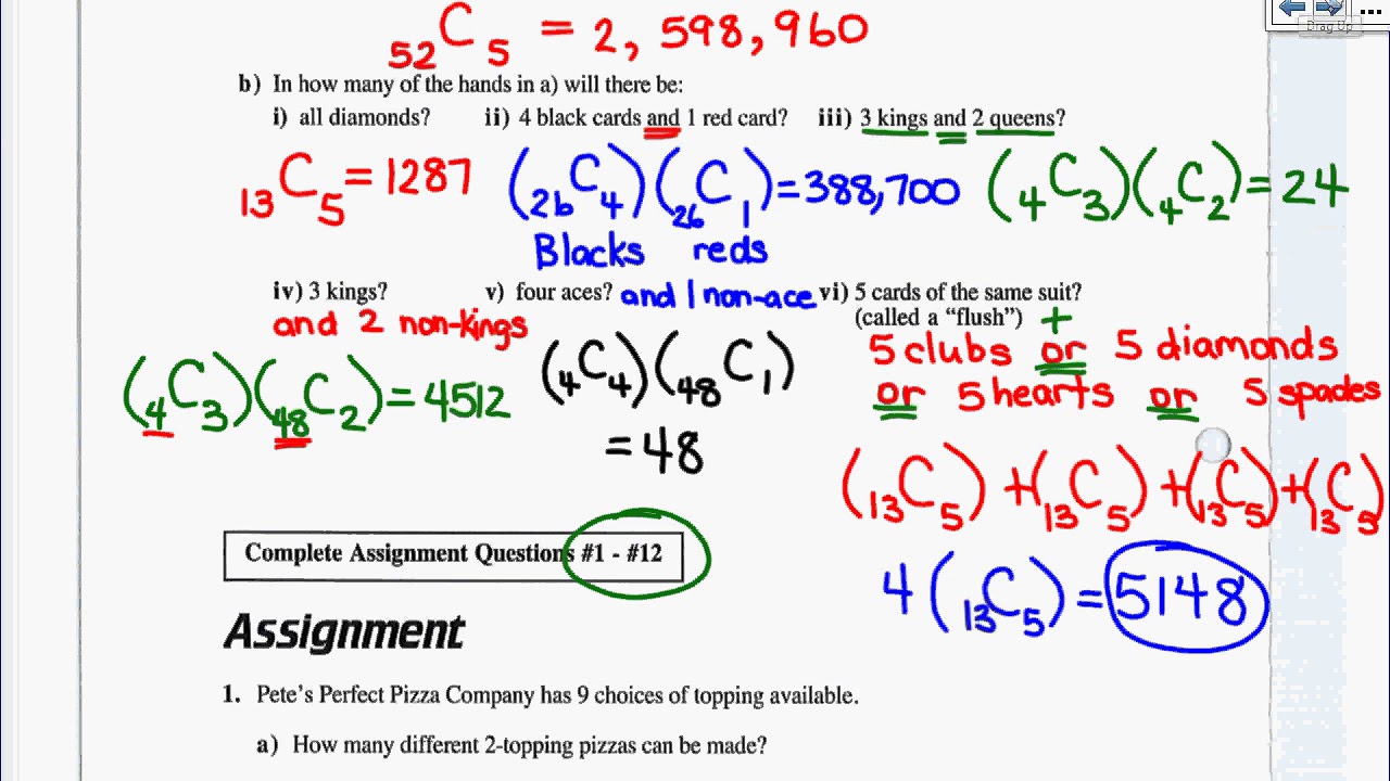 Lesson 6.5 Combinations (At least, at most)