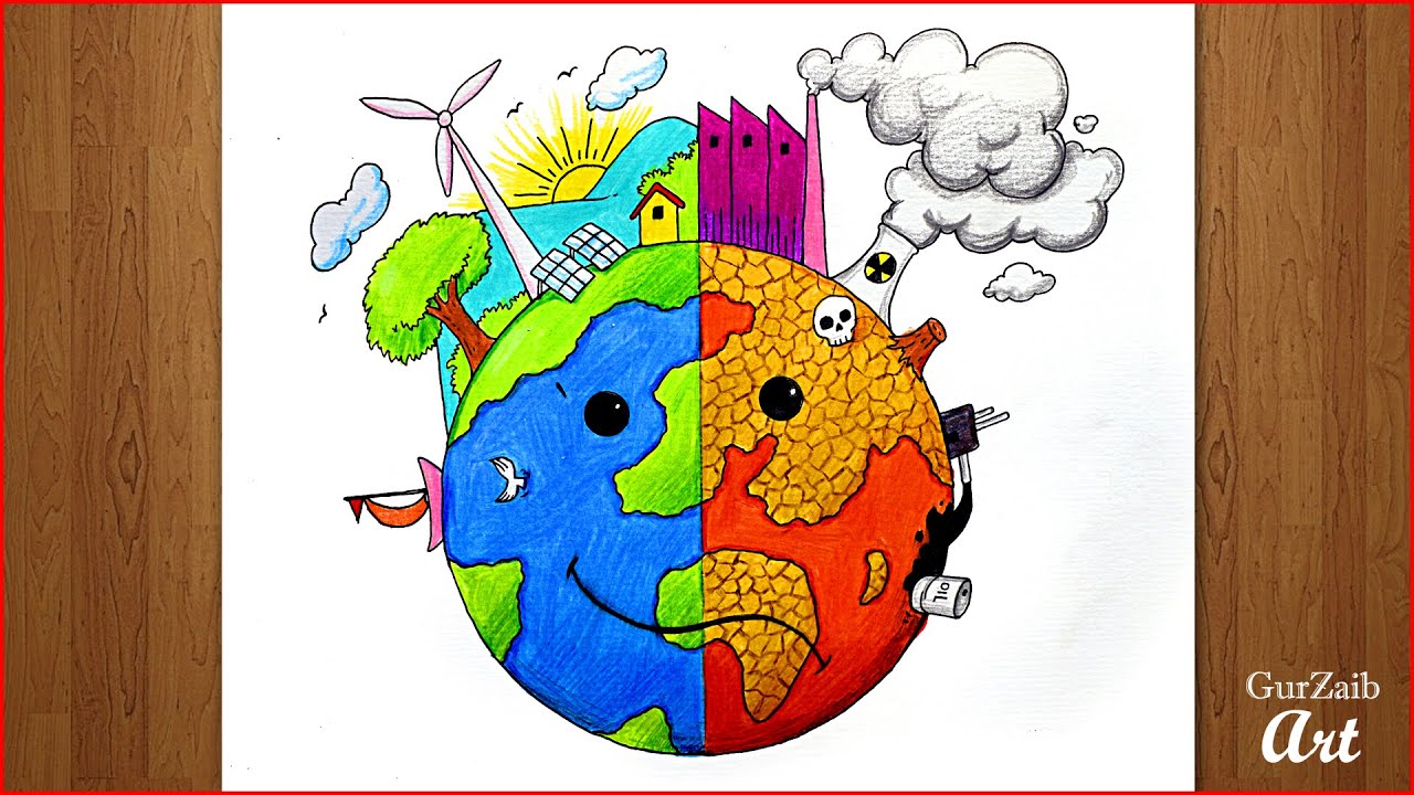World Environment day drawing for competition || Save Earth save nature poster chart - step by step