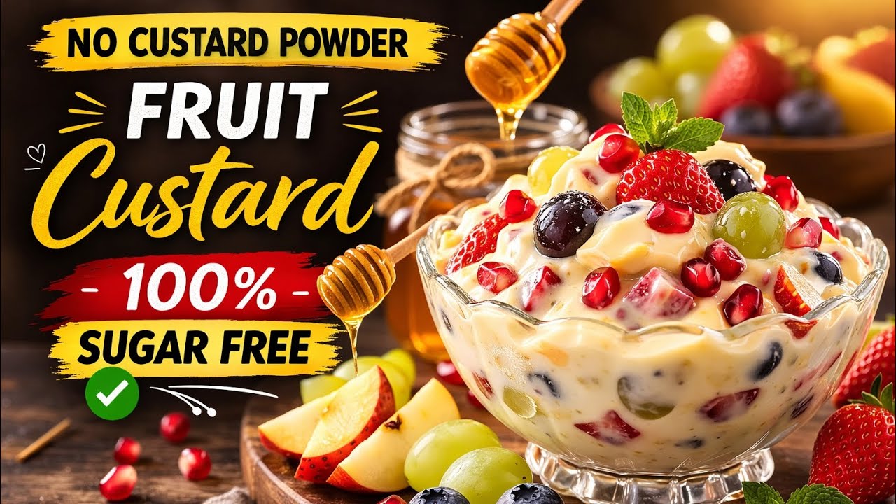 No Sugar Fruit Custard Recipe | बिना कस्टर्ड पाउडर का हेल्दी फ्रूट कस्टर्ड | Dry Fruit Custard