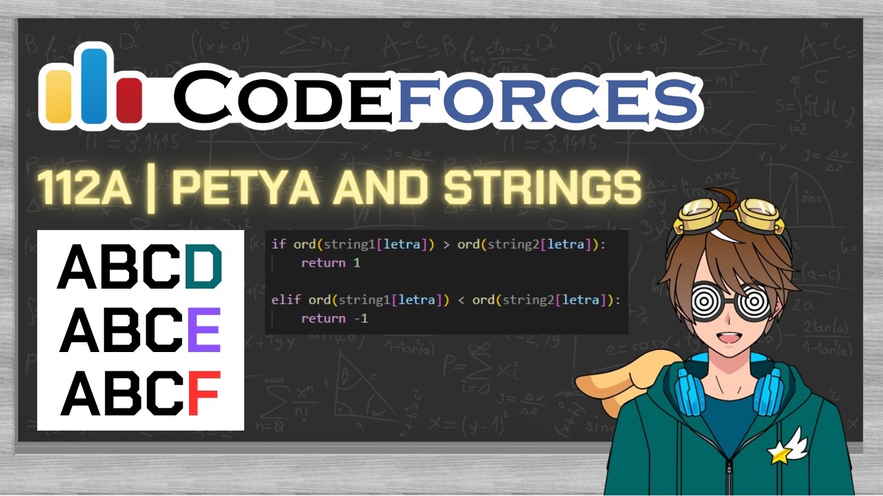 ¡Profesor VTuber resuelve problema de Codeforces: 112A - Petya and Strings!