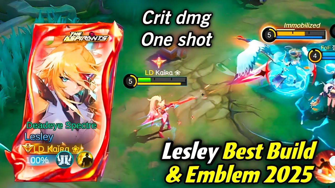 LESLEY BEST BUILD FULL GUIDE 2025!🔥MVP + ONE SHOT & crit dmg🤩