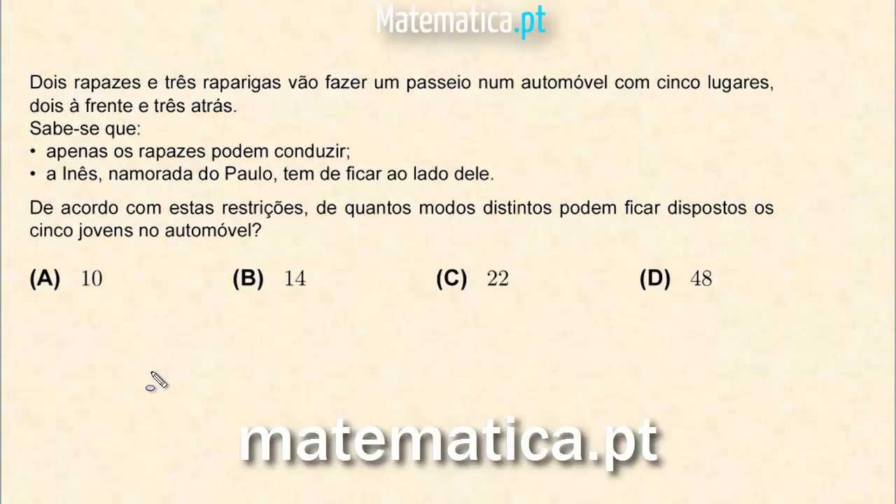 Cálculo Combinatório - Lugares num Automóvel