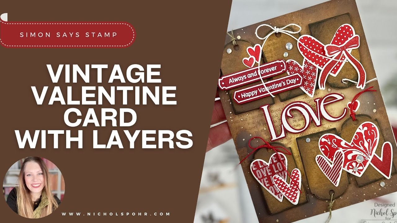 Vintage Valentine Card | Distress Ink Layering, Stamping & Collage Background
