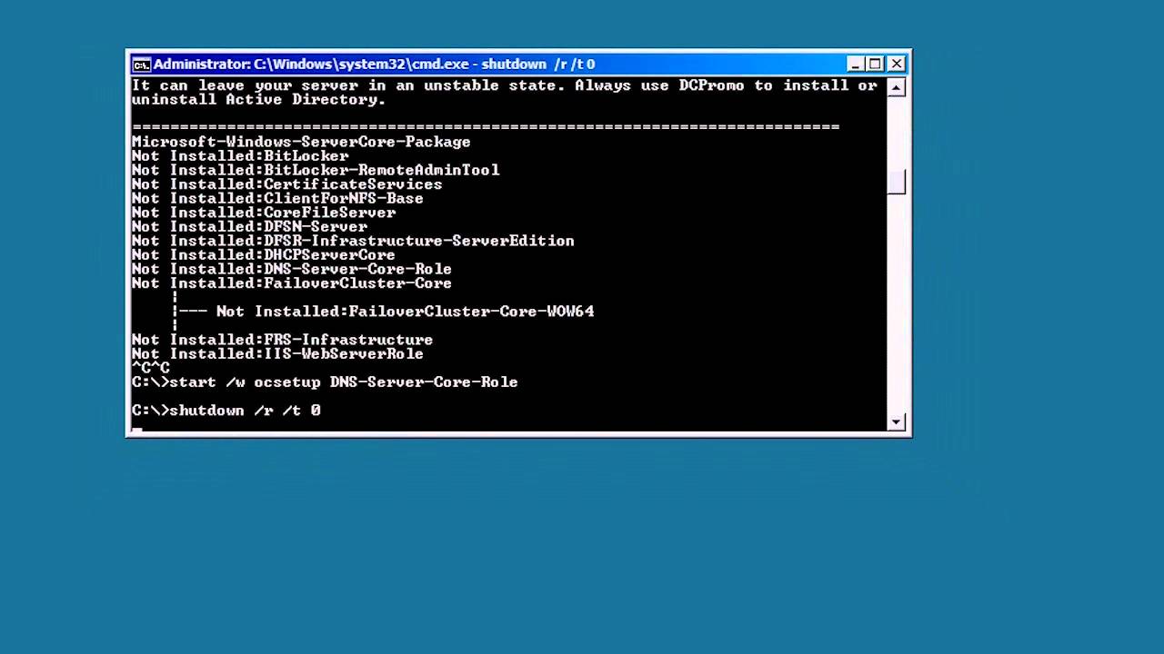 MCITP 70-640: Installing Active Directory on Server Core