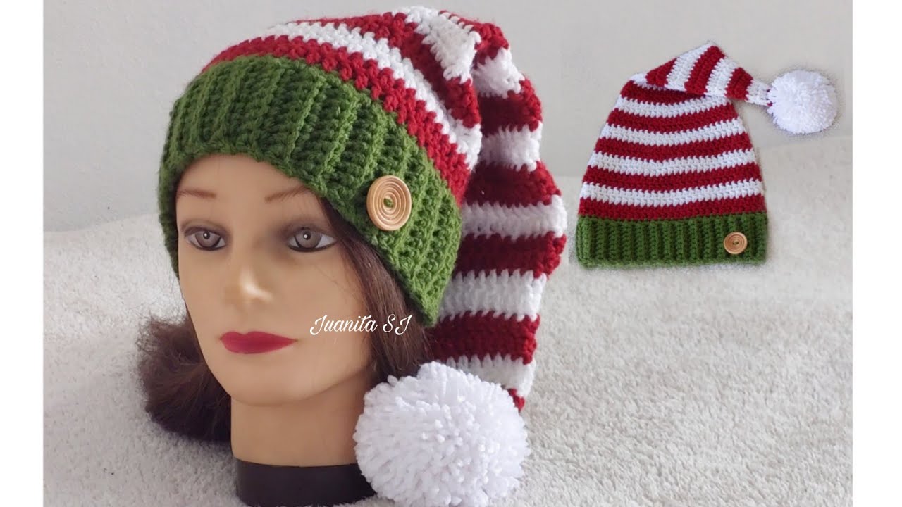 GORRO DE ELFO O DUENDE A CROCHET PASO A PASO/GORRO NAVIDEÑO