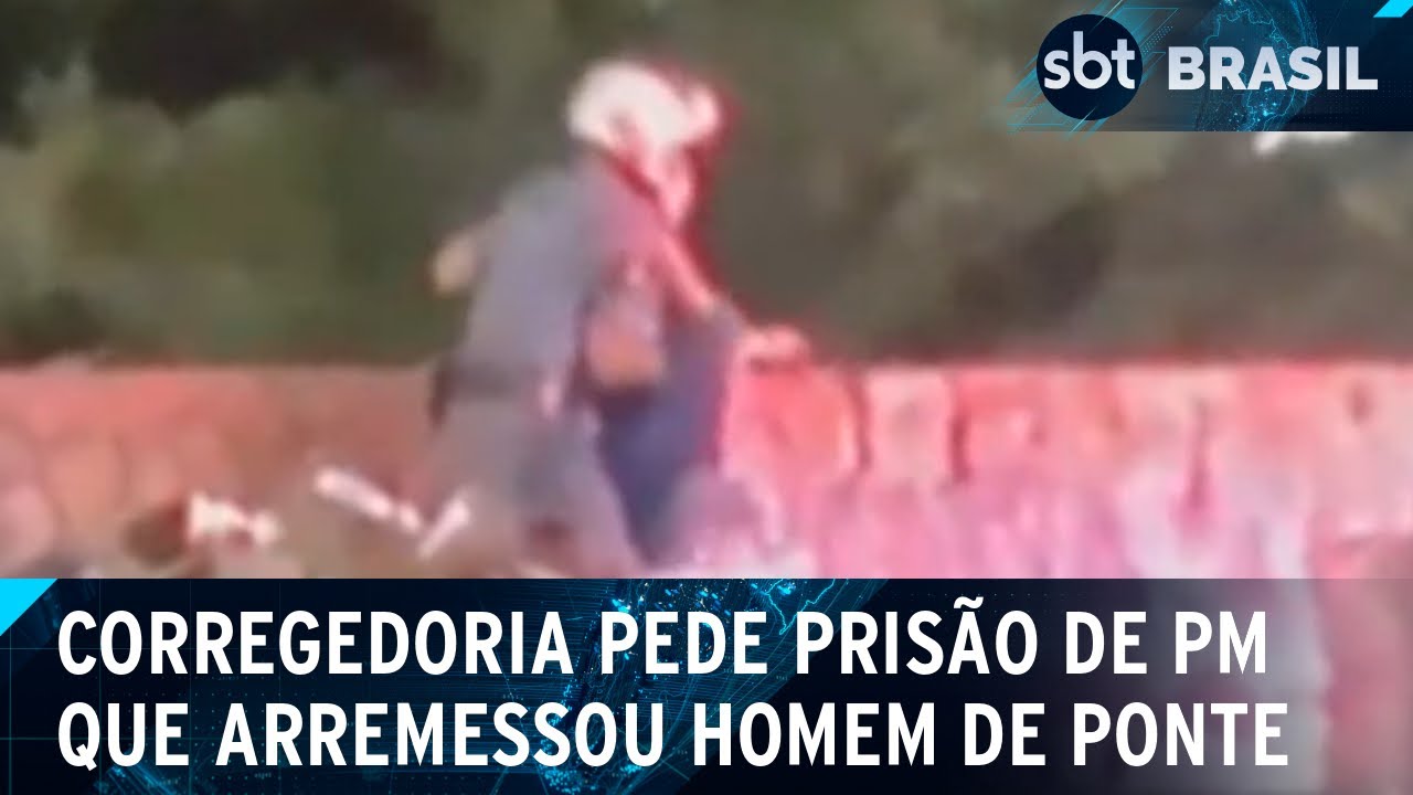 Corregedoria pede pris&atilde;o de PM que arremessou homem de ponte | SBT Brasil (04/12/24)