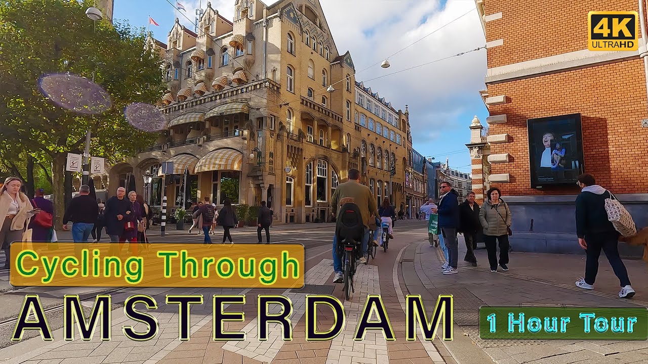 Cycling Through the Sunny Streets of Busy Amsterdam - 4K Tour