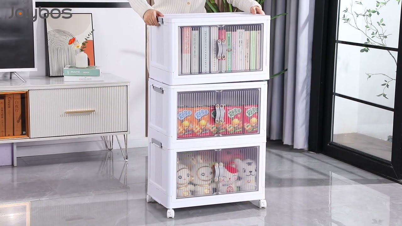 Joybos&reg; Stackable Storage Bins with Lids and Doors