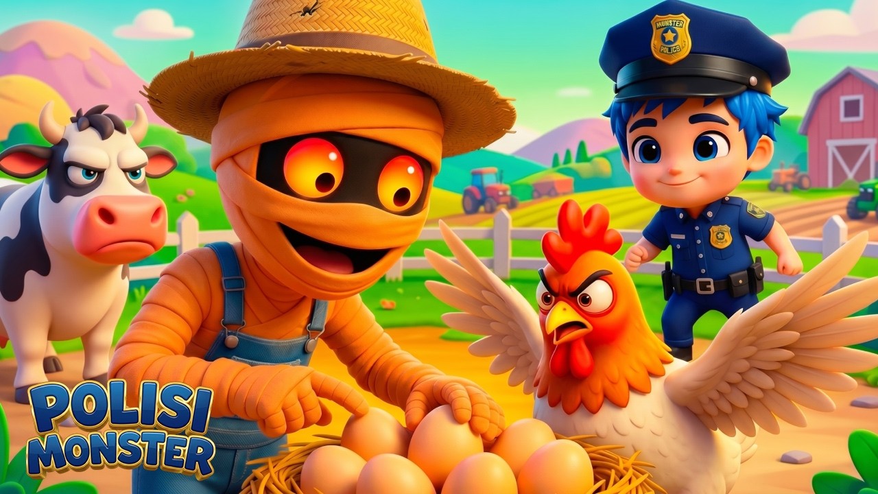 Polisi Monster di Peternakan! 🐔🚨 | Lagu Anak-anak | Polisi Monster Bahasa Indonesia