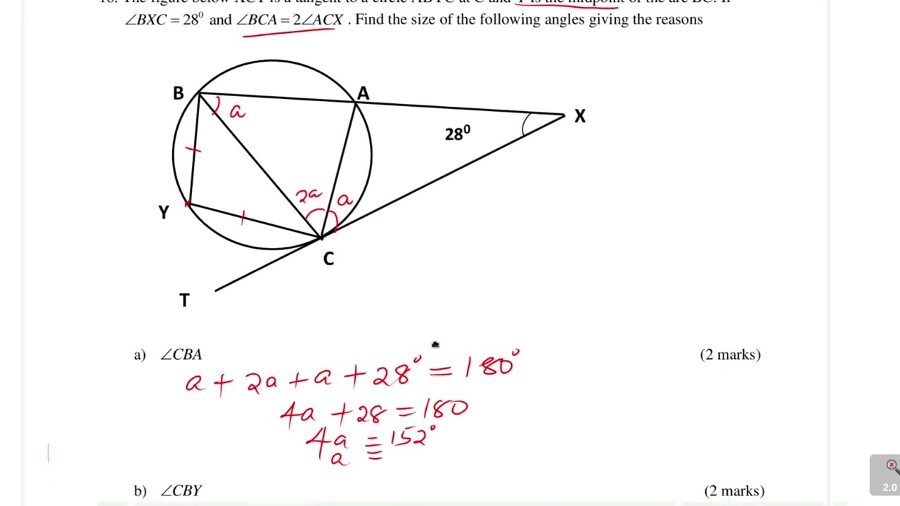 ANGLE PROPERTIES OF A CIRCLE
