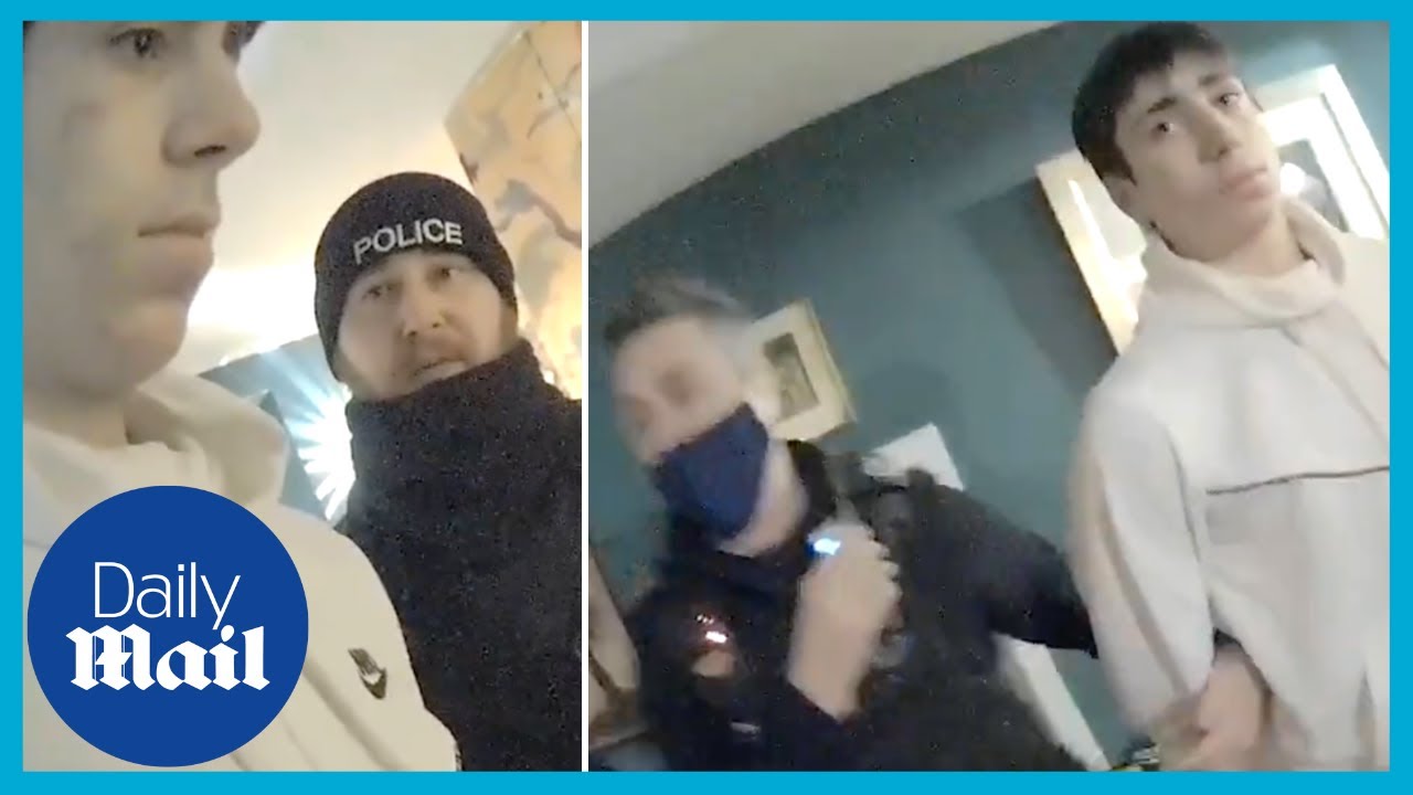 Moment grandson is arrested after stabbing his nan to death