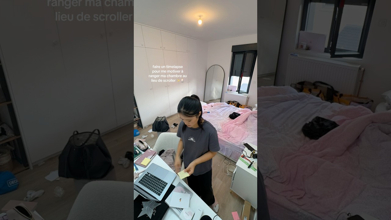 FAIRE UN TIMELAPSE POUR SE MOTIVER &Agrave; RANGER SA CHAMBRE #cleantok #cleaningmotivation #bedroomreset
