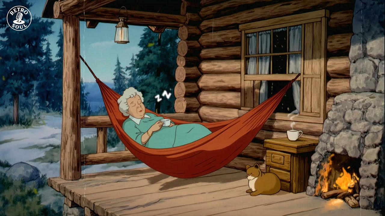 Grandma Resting on the Porch While Vintage Oldies Play in Another Room