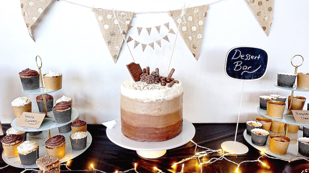 Pinterest Style Dessert Bar for Husbands Birthday - DIY Cake Topper & Bunting