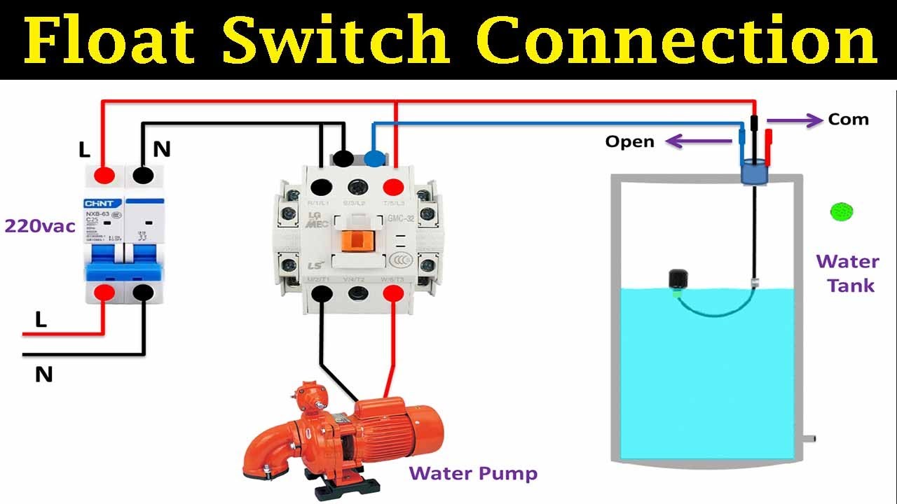 floating switch connection diagram | Float Switch Connection with contactor | float switch wiring