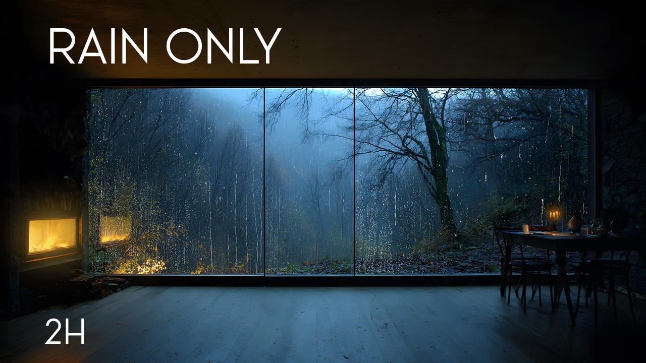 Relax and Fall Asleep | Only Rain Sounds on Cozy Cabin Window (2 Hours)